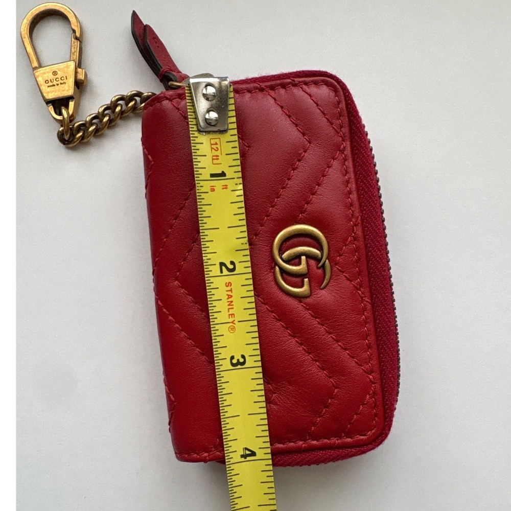 Gucci GG Marmont Red Matelasse Leather Small Key Case Pouch Zip Wallet 498127 - Picture 6 of 11